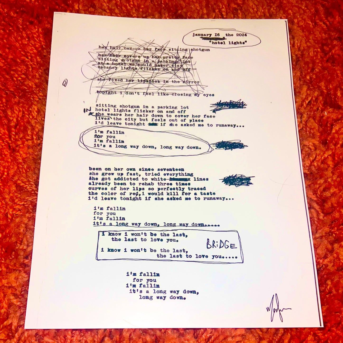 Autographed "Hotel Lights" Vinyl